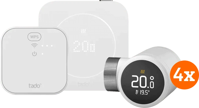 tado Bedrade Slimme Thermostaat X Multi Room Startpakket 2e Generatie (4 Radiatorknoppen)