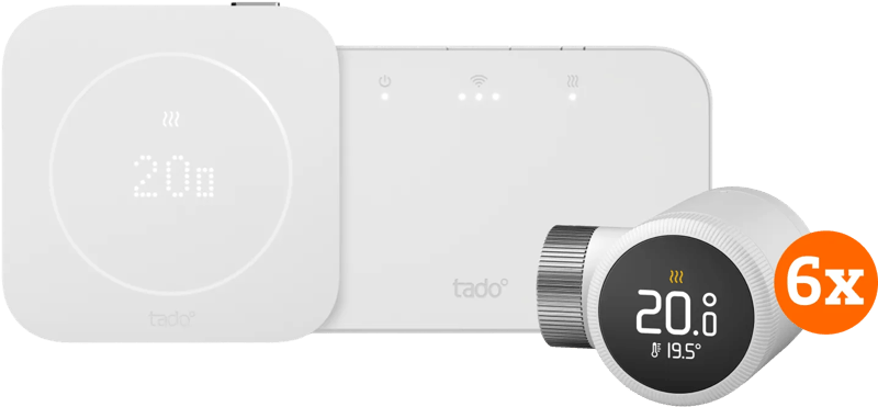 tado Draadloze Slimme ThermostaatX Multi Room Startpakket 2e Generatie (6 Radiatorknoppen)