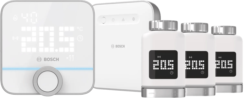 Bosch Slimme Radiatorknoppen 3-Pack + Slimme Kamerthermostaat + Smart Home Controller