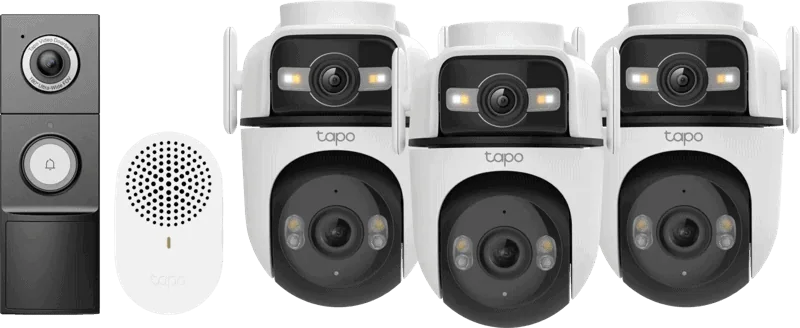 TP-Link Tapo C545D 3-Pack + D235 Smart Battery & Wired Doorbell