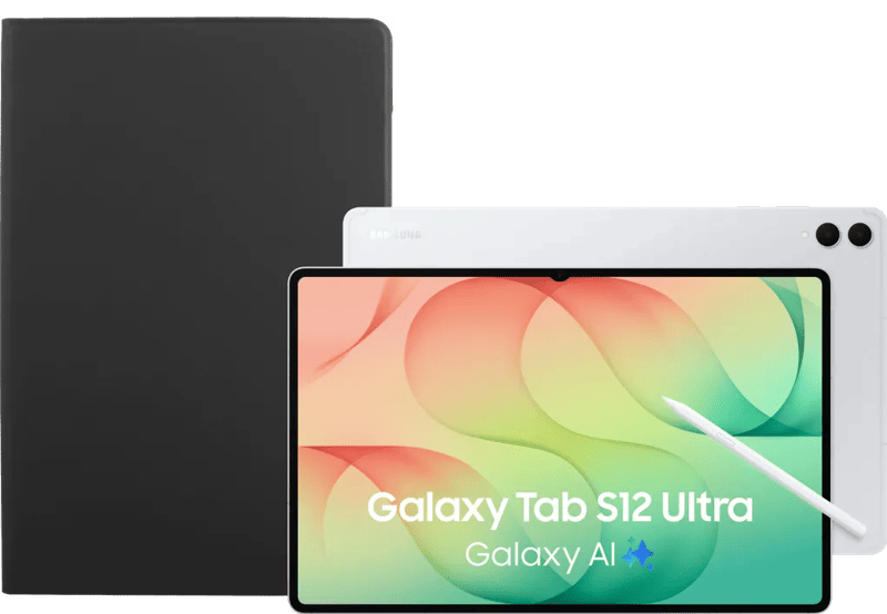 Samsung Galaxy Tab S12 Ultra 14,6 inch 512GB Wifi Zilver + BlueBuilt Book Case Zwart