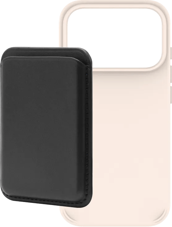 BlueBuilt MagSafe Hoesje iPhone 18 Pro Beige + Kaarthouder Leer Zwart