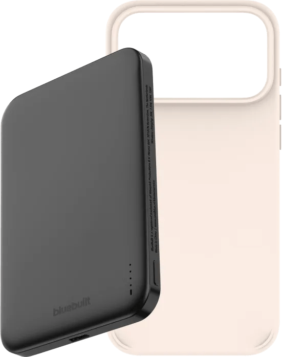 BlueBuilt MagSafe Hoesje iPhone 18 Pro Max Beige + Powerbank 5.000 mAh Grijs