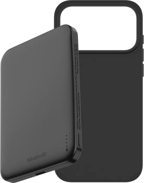BlueBuilt MagSafe Hoesje iPhone 18 Pro Max Zwart + Powerbank 5.000 mAh Grijs