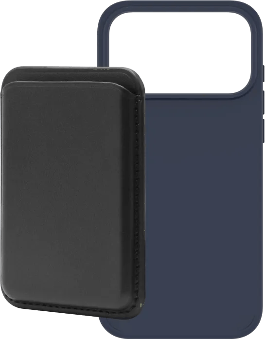 BlueBuilt MagSafe Hoesje iPhone 18 Pro Max Blauw + Kaarthouder Leer Zwart