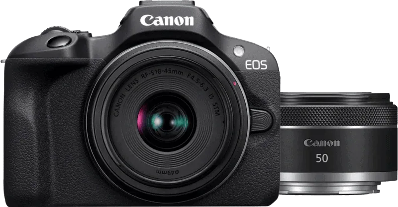 Canon EOS R100 Zwart + RF-S 18-45mm f/4.5-6.3 IS STM + RF 50mm f/1.8 STM
