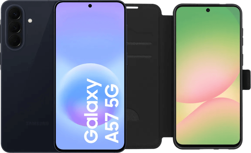 Samsung Galaxy A57 128GB Donkerblauw 5G + BlueBuilt Book Case Zwart