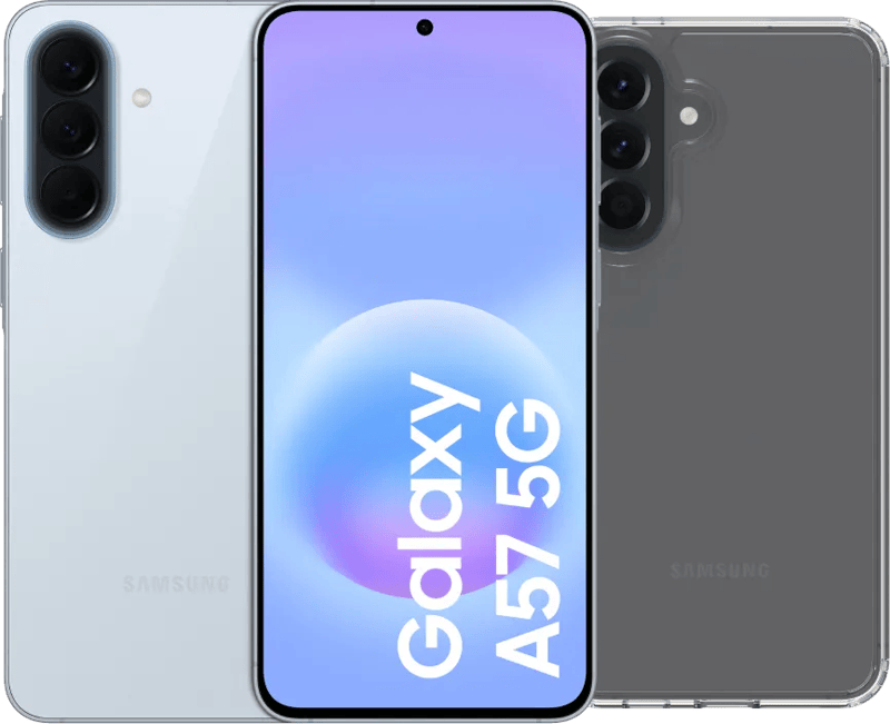 Samsung Galaxy A57 256GB Lichtblauw 5G + BlueBuilt Back Cover Transparant