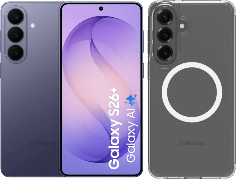 Samsung Galaxy S26 Plus 256GB Donkerblauw 5G +BlueBuilt Back Cover met Magneet Transparant