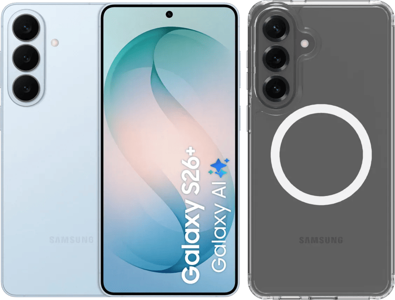 Samsung Galaxy S26 Plus 256GB Lichtblauw 5G + BlueBuilt Back Cover met Magneet Transparant