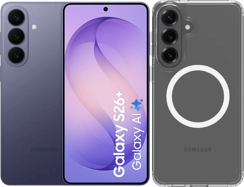 Samsung Galaxy S26 Plus 512GB Donkerblauw 5G +BlueBuilt Back Cover met Magneet Transparant