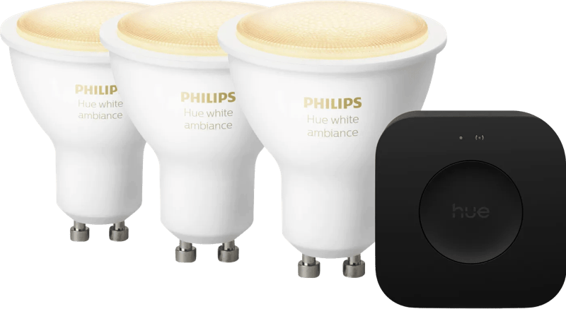 Philips Hue White Ambiance GU10 3-Pack + Bridge Pro Startpakket