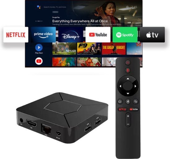 4K Ultra HD Android TV Media Player voor streaming (standalone)Android TV Box | Android Streaming Box | 4K Ultra HD | 1080 HD | Inclusief Wifi en Bluetooth | Inclusief Google Assis…