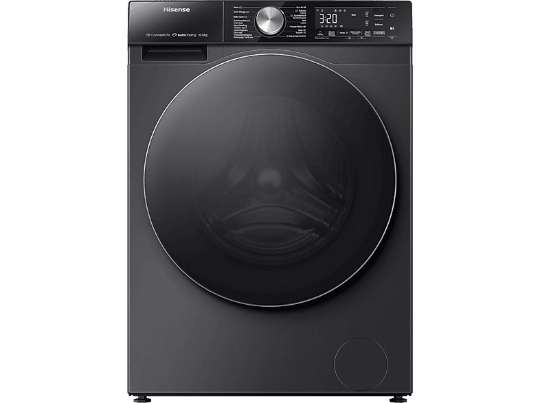 Hisense 5S Serie WF5S1045BB - Wasmachine met Energielabel A - 10,5kg - Auto dosing - 72dB (A) - Steam Wash -1400 toeren - Power Wash 49' - Connectlife