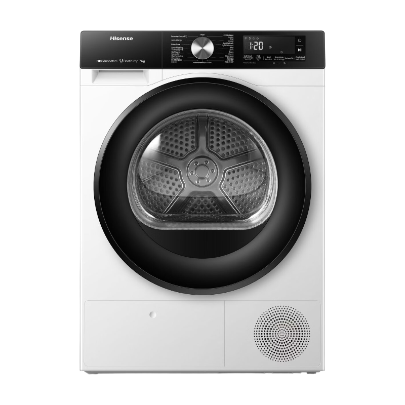 Hisense DH3S902BW3 Vrijstaande wasdroger - 9 kg capaciteit - Warmtepomptechnologie - Energiezuinig - Witte afwerking