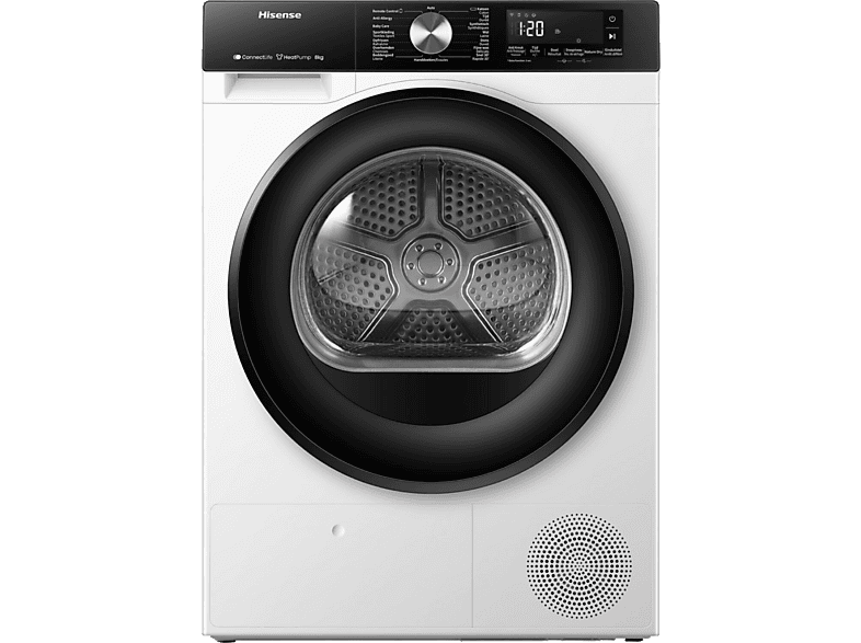 Hisense 3S Serie DH3S802BW3 - Warmtepomp droogkast - 8kg - ConnectLife - Trommelverlichting - AutoDry - Allergy Care