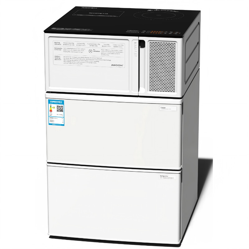 AWOOM 4-in-1 mobiele keuken 550 x 587 x 900 mm, multifunctionele magnetron, inductiekookplaat en koelkast, 220 V/2000 W, één set met vier stuks, equivalent aan een kleine keuken, k…