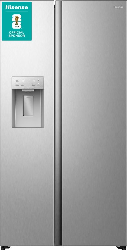 Hisense RS5P528STIE - Amerikaanse koelkast - RVS - No-Frost - 178 cm hoog - 528 liter - Energielabel E - Invriesvermogen 10 kg/24u - Geluidsniveau 40 dB(A) - IJs- en waterdispenser…