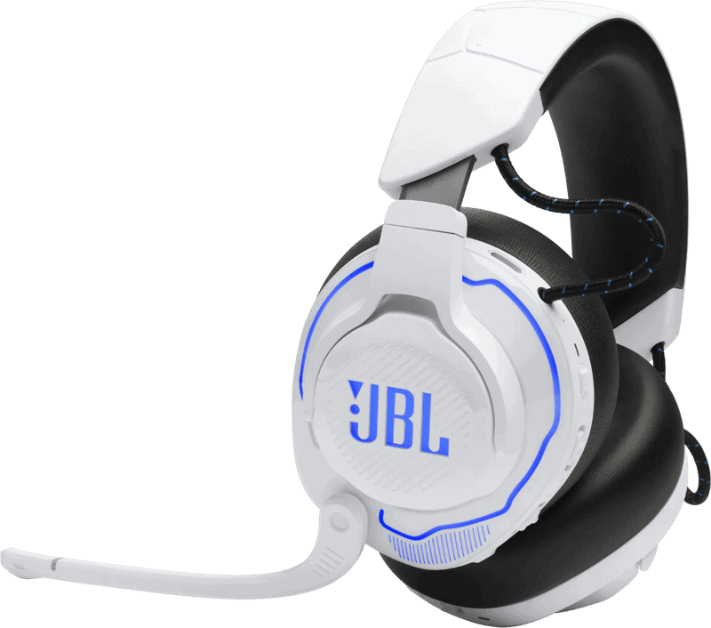 JBL Quantum 910P - Draadloze Over-ear Headset voor PlayStation (PS5 & PS4) - 2.4 GHz & Bluetooth - Noise Cancelling - Headtracking 3D Audio - 45+ uur batterij - Wit