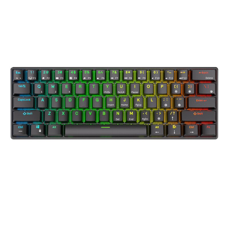 RK ROYAL KLUDGE RK61 60% Gaming Keyboard, Tri-mode / RGB / Hot-swap Mechanisch Toetsenbord met 61 toetsen zonder conflicten, Hot-swappable PC-gamingtoetsenborden voor Windows en Ma…