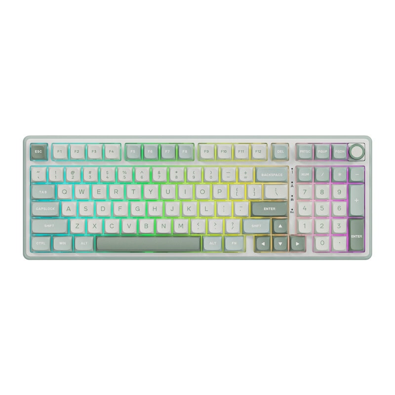 RK ROYAL KLUDGE R98 Pro bedraad mechanisch toetsenbord, gamingtoetsenbord met RGB-achtergrondverlichting, numeriek toetsenblok en volumeknop, pakkingmontage, MDA-profiel PBT-toetsd…