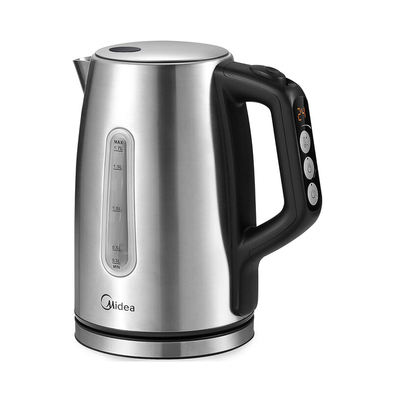 Midea roestvrijstalen waterkoker 1,7 L, 2200 W, 6 temperatuurniveaus (40-100 °C), warmhoudfunctie, BPA-vrij, waterniveau-indicator, automatische uitschakeling, droogkookbeveiliging…