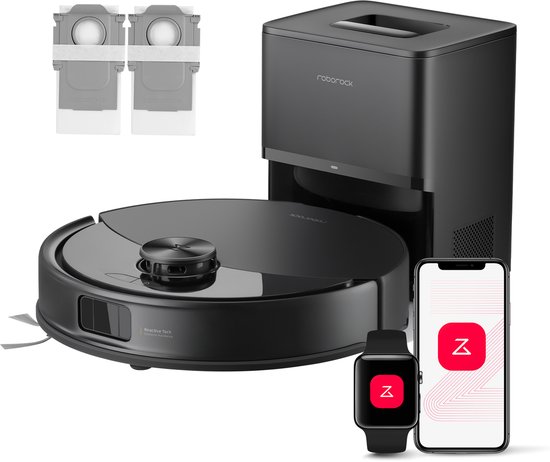 Roborock Q10 S5+ Set Robotstofzuiger en Dweil met Zelflediging-Zuigkracht van 10000 Pa-Vibrerende dweilpads-Handsfree Reinigen tot 7 Weken-Dubbel Anti-klitontwerp-Automatisch dweil…