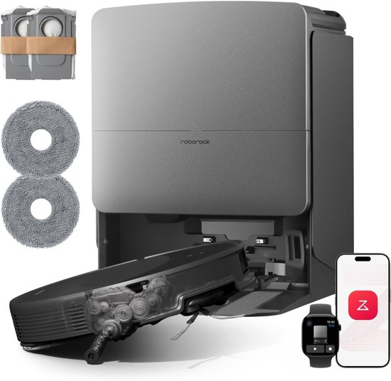 Roborock Saros 20 Set–Robotstofzuiger Met Dweilfunctie–Digitale motor 36000Pa–AdaptiLift Chassis 3.0–Autonoom StarSight systeem 2.0–100℃ Warmwatermopwas–Zelfreinigend Station & Ant…