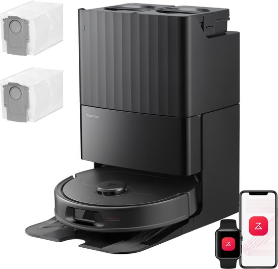 Roborock Qrevo S Pro Set-Robotstofzuiger–Alles-in-één multifunctioneel dockingstation–18500 Pa zuigkracht–Antiklitsysteem-Reactive Tech Obstakelvermijding-Intensieve tapijtreinigin…