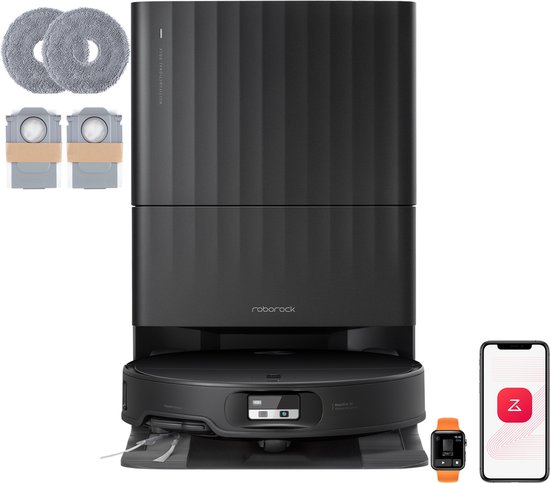 Roborock Qrevo Edge 2 Set-robotstofzuiger met dweilfunctie-25.000 Pa-7,98 cm ultraslank-12 mm dweilheffing-80°C warmwatermopwas& zelfreinigend station-FlexiArm-RetractSense navigat…