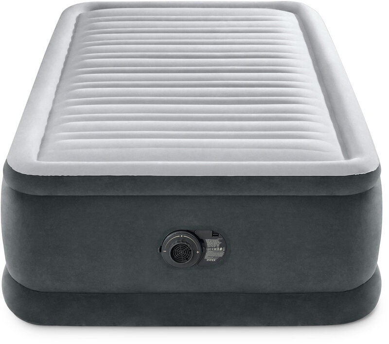 INTEX Comfort Plush luchtbed eenpersoons lichtgrijs 99 x 191 x 46 cm