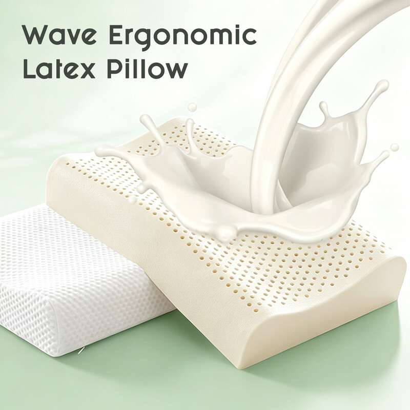 XLLX Latexkussen (Dream Wave) – Verlichting van nek- en schouderpijn, Ergonomisch ontwerp, Slaapkamer, Slaapcomfort – 60*40*10/12 cm, 93% latex – Gemaakt met natuurlijke latexvloei…