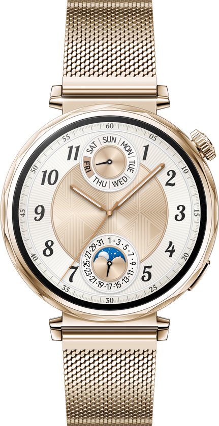HUAWEI WATCH GT5 41mm Milanees Goudkleurig Horlogeband – Verbeterd 24/7 gezondheidsbeheer – Tot 2 weken batterijduur – Compatibel met iOS & Android