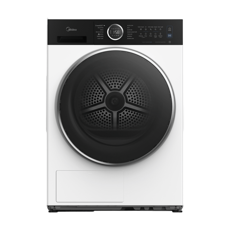 Midea MD205H80WB/W-NL Warmtepompdroger 8 kg, Energielabel C, SmartHome, Sensordrogen, 30 min Sneldrogen, Health Guard, Wit