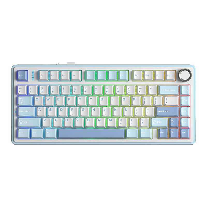 AULA F75 75% lay-out draadloos gamingtoetsenbord, Creamy Sound Gasket mechanisch toetsenbord, 3-modus draadloos, RGB-verlichting, PBT-keycaps, QWERTY US lay-out