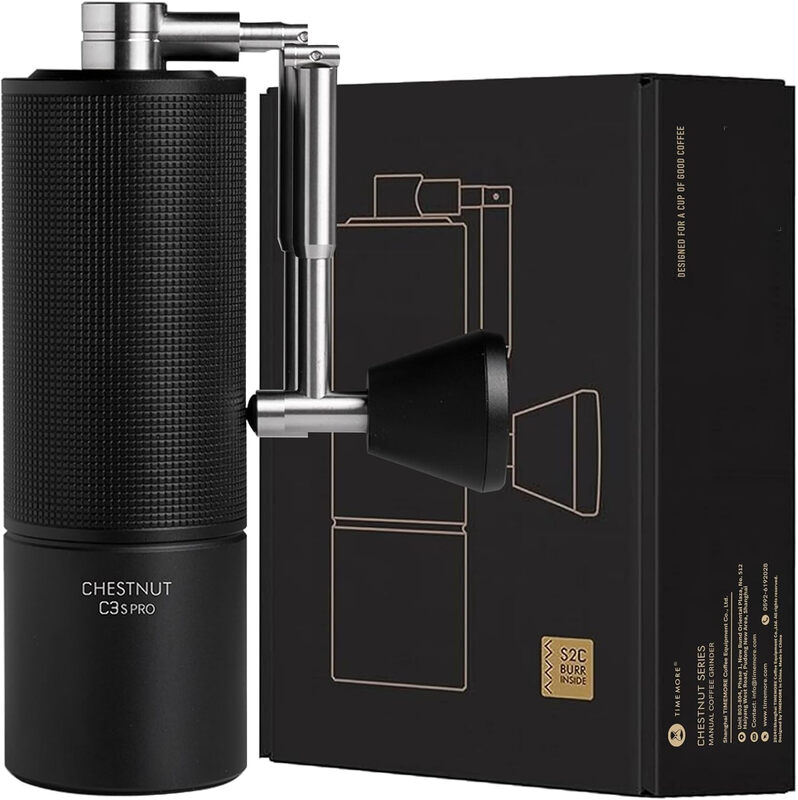 TIMEMORE Chestnut C3S Pro Volledig metalen koffiemolen, handmatig met nauwkeurige maalgraadinstelling, roestvrijstalen en conische maalschijf, opvouwbaar handvat, bonenreservoir va…