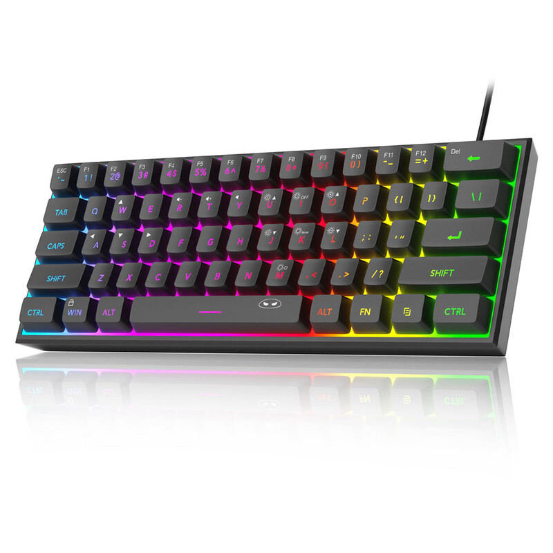 MageGee TS91 60%-bedraad gamingtoetsenbord, US QWERTY-indeling, RGB-achtergrondverlichting, 61 toetsen, ultracompact, ergonomisch, waterdicht, mechanisch gevoel, geschikt voor PC,…