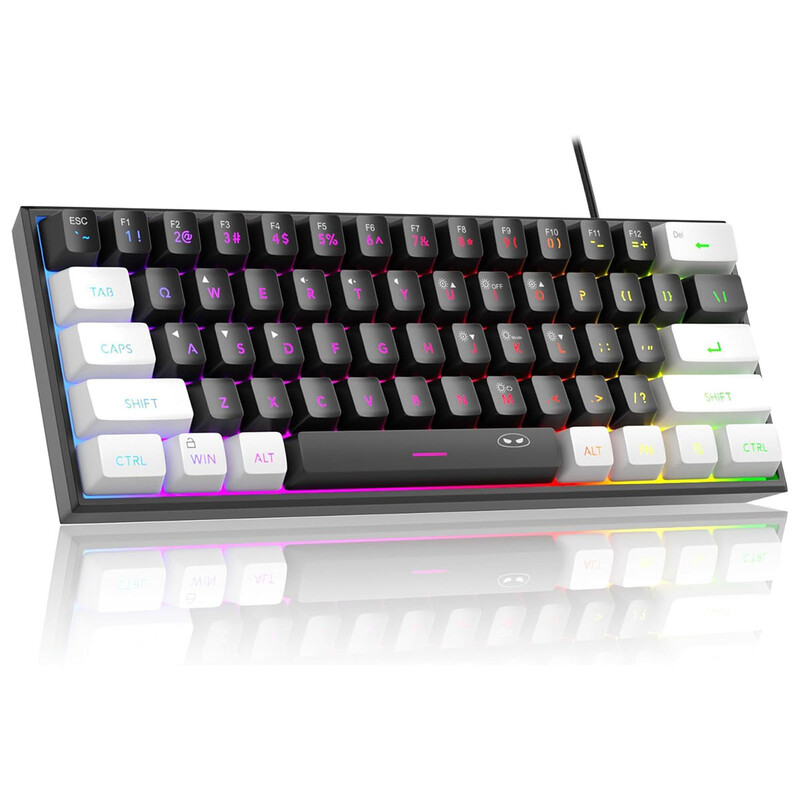 MageGee TS91 60% bedraad gamingtoetsenbord, US QWERTY-indeling, RGB-achtergrondverlichting, ultrakompact toetsenbord met 61 toetsen, ergonomisch, waterbestendig, mechanisch gevoel,…