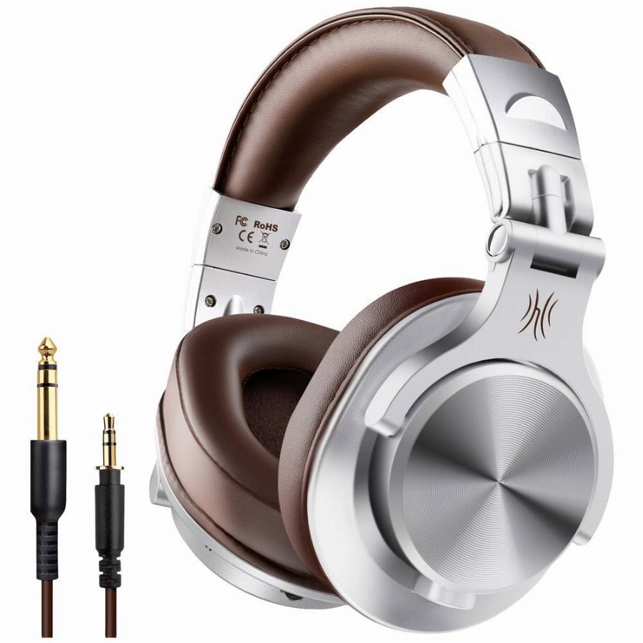 OneOdio Fusion A70 Over Ear headset Bluetooth Stereo Zilver, Bruin High-Resolution Audio Headset, Zwenkbare oorschelpen DJ
