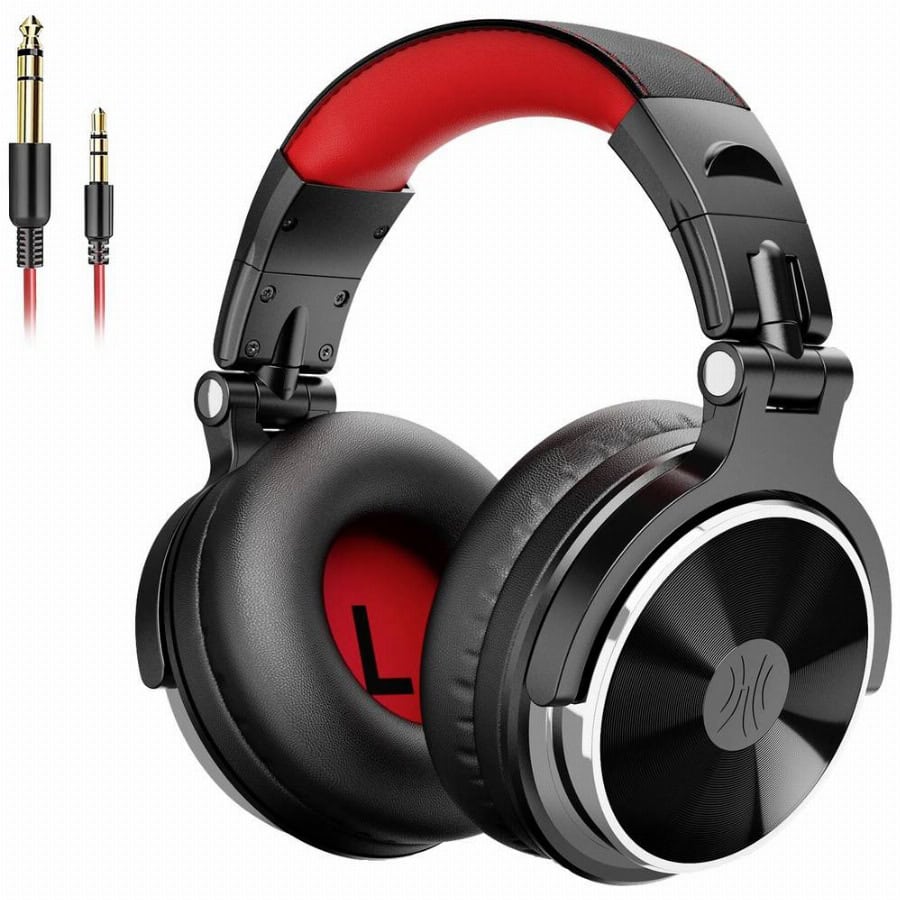 OneOdio Pro-10 Over Ear koptelefoon Kabel Stereo Zwart, Rood High-Resolution Audio Vouwbaar, Zwenkbare oorschelpen DJ