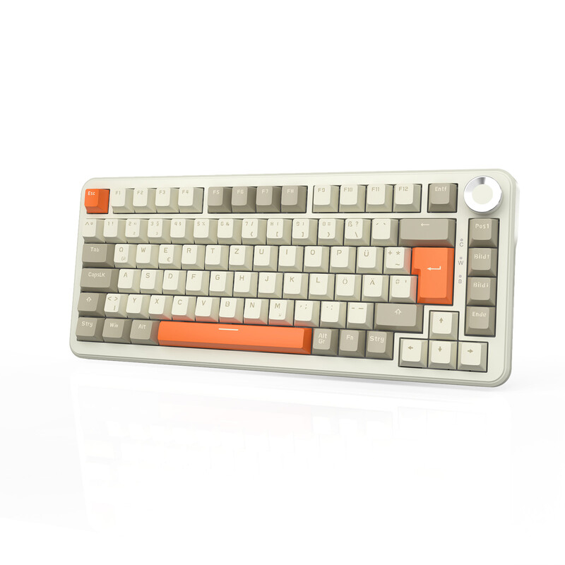 AJAZZ AK820 MAX Duitse QWERTZ lay-out draadloos mechanisch gamingtoetsenbord Flying Fish switch volumeknop Duitse keycap Tri-mode 75% lay-out kantoor mechanisch toetsenbord 8000 mA…