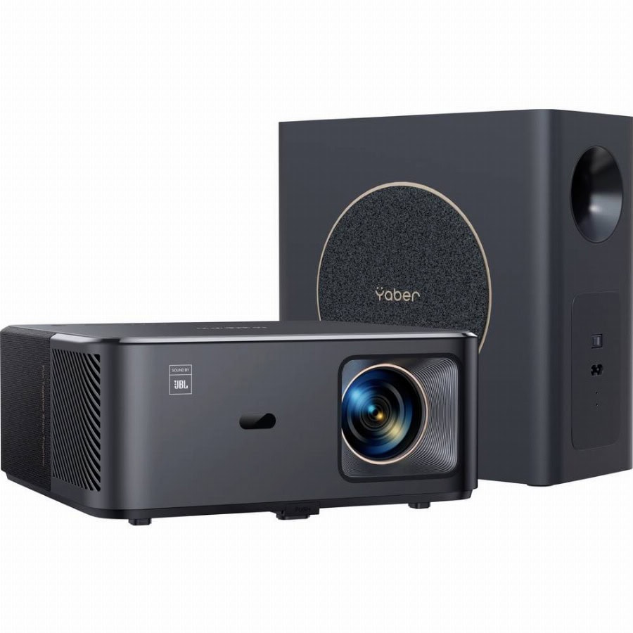 Yaber K2S Pro Beamer LCD 800 ANSI-lumen 1920 x 1080 Full HD Smart System, geïntegreerde Apps, Smart-TV-Dongle, Full HD, Geïntegreerde JBL luidspreker, WiFi,