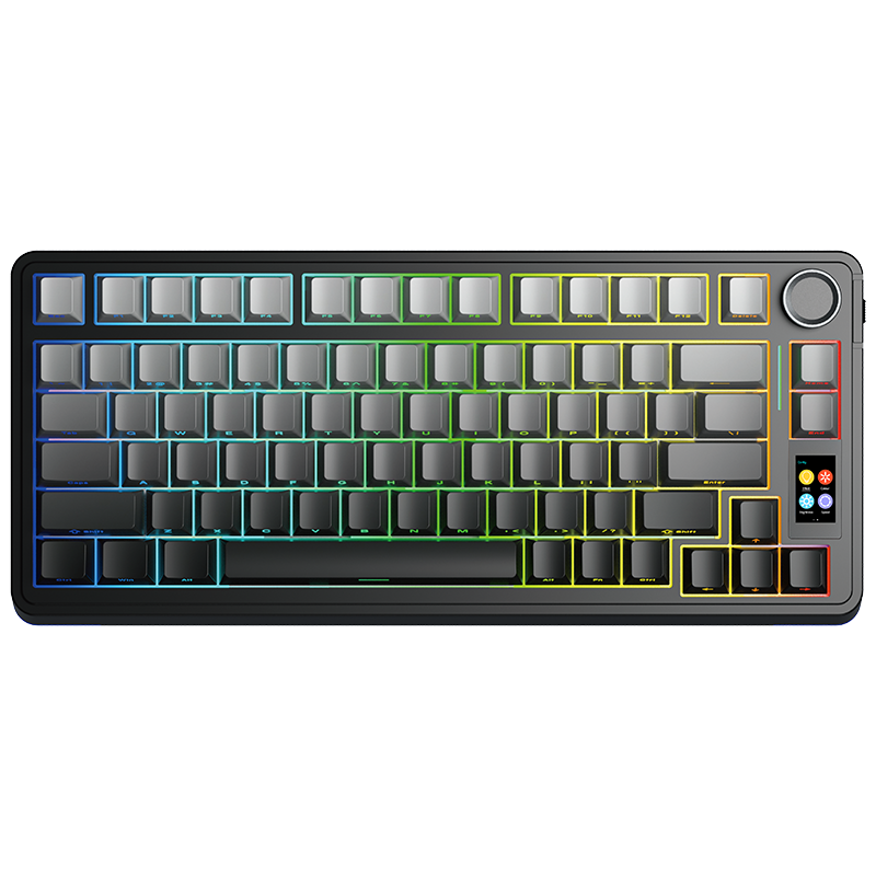 AULA S75 Pro 75% draadloos mechanisch gamingtoetsenbord, gasket tri-mode toetsenbord met TFT-display & draaiknop, romig geluid 5-laagse demping, zijdelings bedrukte aangepaste keyc…