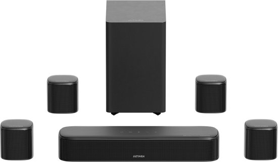 ULTIMEA 7.1 Soundbar met Dolby Atmos, Inclusief 5,25" Subwoofer en 4 Surround Speakers, Home Cinema Systeem voor TV, HDMI eARC, Aura S5T