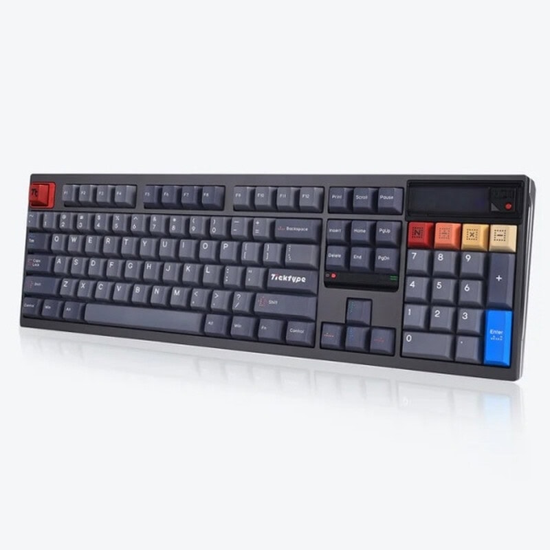 Ticktype DP104 aangepast tri-mode draadloos mechanisch toetsenbord, volledig aluminium fullsize hot-swappable indeling met 108 toetsen, bladveermontage, aanpasbaar pixelscherm, rom…