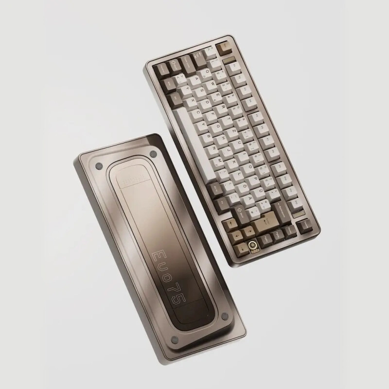 Ticktype EVO75 Aangepast Tri-Mode Draadloos Mechanisch Toetsenbord, US-Lay-out, Volledig Aluminium Hot-Swappable, Bladveerbevestiging, VIA-Compatibel, Snel Demontage, Romige Rogge…