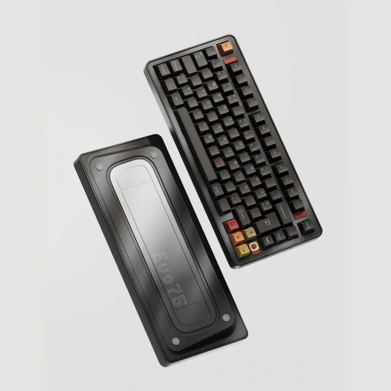 Ticktype EVO75 custom tri-mode draadloos mechanisch toetsenbord, US lay-out, volledig aluminium hot-swappable, leaf spring mount, VIA-compatibel, snelle demontage, Creamy Rye switc…
