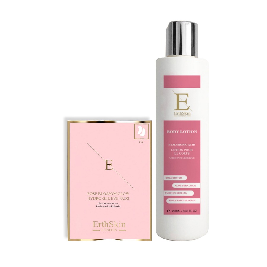 ErthSkin London Bodylotion + Rozenbloesem oogpads set 250