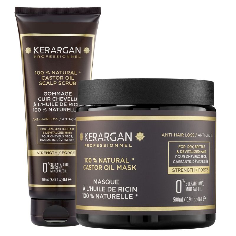 Kerargan – Duo Anti-Haaruitval Masker & Peeling met Ricinusolie 750