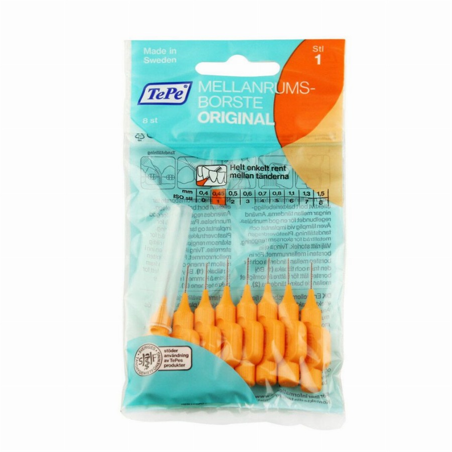 Tepe Interdental Brush Cyl. 0.45m Oranje XXX-Fine 8 Tandenborstel